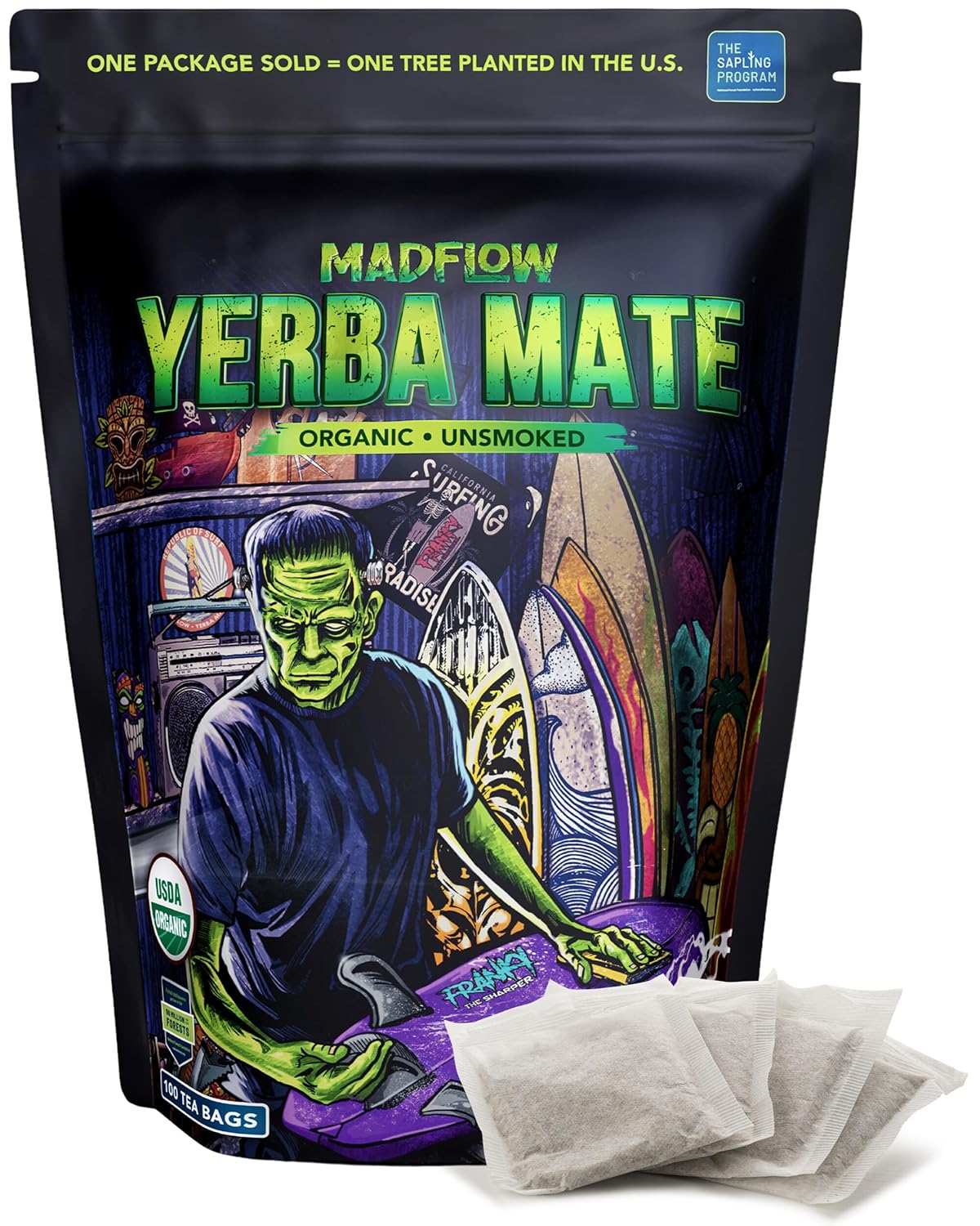 MADFLOW organic yerba mate tea bags pack with tea bags